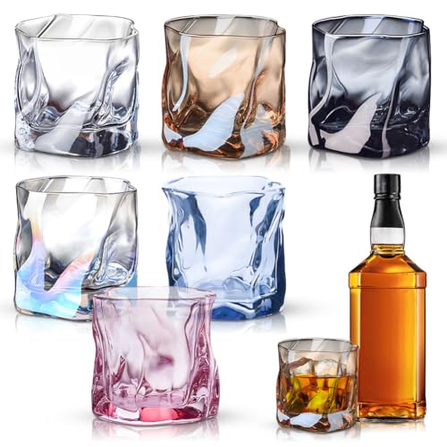 Lot de 6 verres à whisky 200 ml, cristal irrégulier, verres eau, jus, pour maison, restaurants, fêtes, cadeau anniversaire