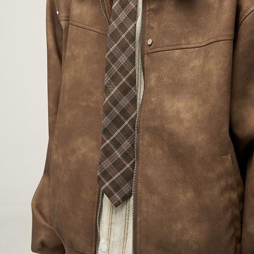 Mens Loose Bomber Leather Jacket Vintage Zipper Motorcycle Leathers Coat Winter Lapel Trucker PU Jackets3