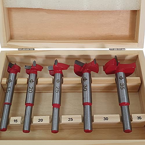 Kit 5 Brocas Forstner Fresa 15 20 25 30 35mm para Dobradiça