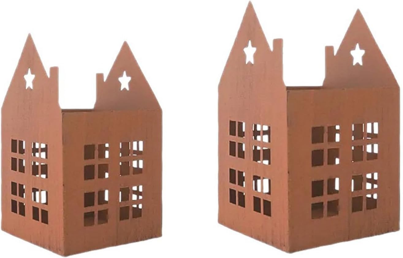 Sturdy Iron House Stand Festive Shelf Decoration Pet-Friendly Structure for Family Gatherings Christmas Iron House Candleholder