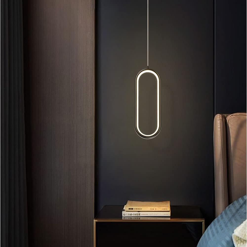 Lampy sufitowe, miedziana złota geometryczna lampa wisząca 2 pierścienie 16 W LED wisząca lampa kuchenna owalna nordycka nowoczesna czarna lampa sufitowa wisząca regulowana lampa wisząca do