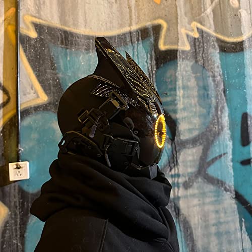Image of Techwear Mask Punk Mask Helmet,LED Light Cool Samurai Mask,Halloween Cosplay Anime mask