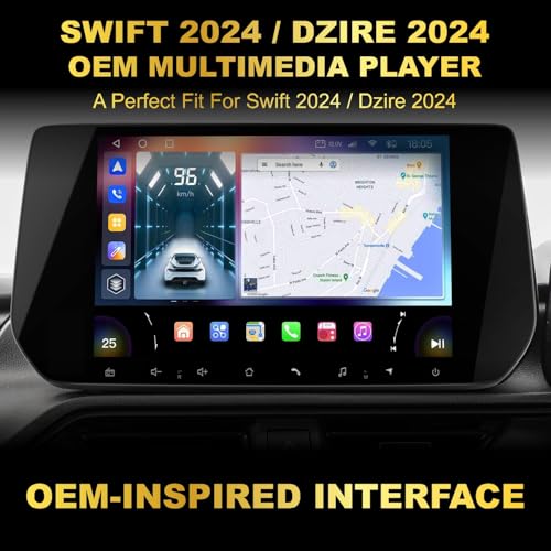 Image of Audio Wheels OEM 9 inch Android Stereo + Frame for Swift 2024 / Dzire 2024 | 1280 IPS | 2GB+32GB | Gorilla Glass | Wireless CarPlay & Android Auto | DSP | WiFi /BT /GPS | AHD Camera Support