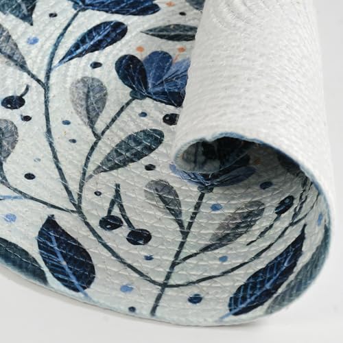 Image of LaVichitra Cotton Table Placemat | Dining Table Mat | Bed Side Table Mat | Cotton Round Shape Placemats | Washable PlaceMat for Shelves & Plant Pots - Pack of 6, Botanical Print