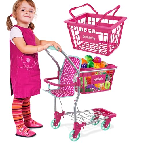 Molly Dolly 2 in 1 Kids Shopping Trolley & Basket Playset
