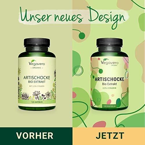 Bio Artischocken Kapseln Hochdosiert | 40.000 mg Pulver äquivalent (20:1) | 2,5% Cynarin | Rohstoff aus Frankreich | Laborgeprüft | Ohne Zusatzstoffe | Deutsche Produktion Vegavero® – Bild 3