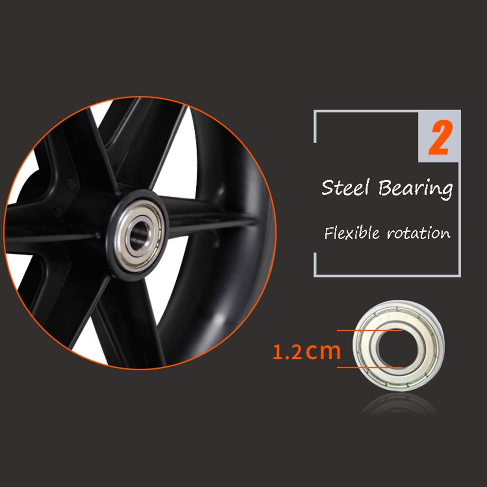LekLai Ruedas de Pu de Repuesto para Sillas de Ruedas Manuales, 12 Pulgadas, Neumáticoizo, Rueda Trasera para Silla de Ruedas, con Rodamiento de Acero, 1 Par (2 Piezas)/Black/19Cm/8In(Thick)