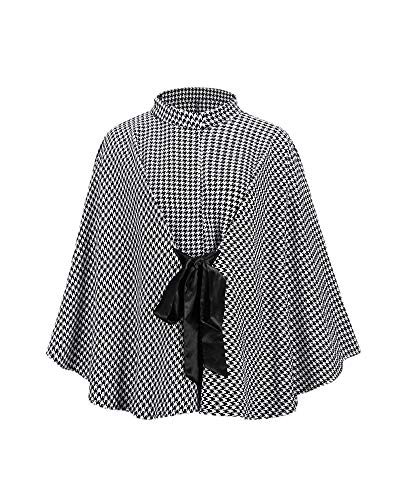 GUOCU Femme Manteau Pied de Poule,Élégant Chaud Hiver Poncho Cape