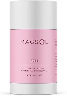 MAGSOL Magnesium Deodorant for Women, Aluminum Free, Baking Soda Free, Natural Deodorant for Sensitive Skin, Long Lasting Odor Protection with Sweet Almond Oil, Rose 2.6 oz
