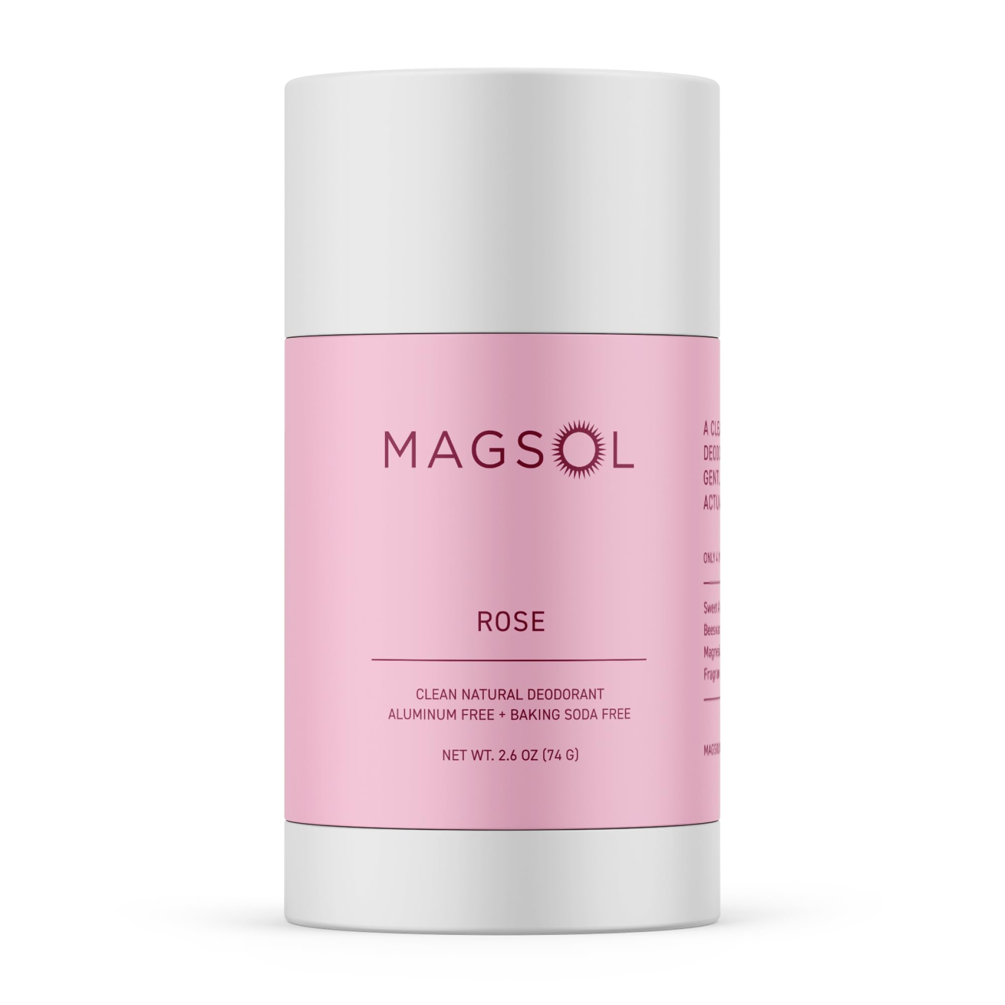 MAGSOL Magnesium Deodorant for Women, Aluminum Free, Baking Soda Free, Natural Deodorant for Sensitive Skin, Long Lasting Odor Protection with Sweet Almond Oil, Rose 2.6 oz
