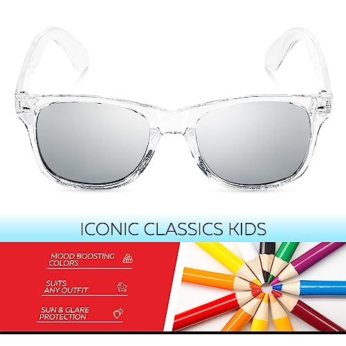 Image of Retro Rewind Kids Sunglasses for Boys Girls Age 3-12 - Shatterproof UV400 Toddler Children Sun Glasses