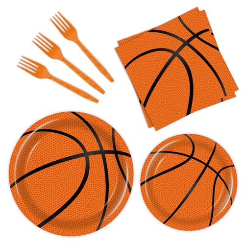 96 Pcs Basketball Plates & Napkins - Party Supplies Birthday Decorations Party Favors for Kids