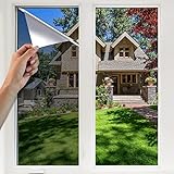 Gutbiker Spiegelfolie Selbstklebend Reflektierende Fensterfolie Sonnenschutzfolie Sichtschutzfolie UV-Schutz Wärmeisolierung Fenster für Büro und Haus, Silber (Silber, 30*200)