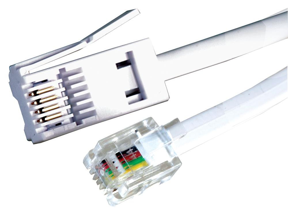 PRO SIGNAL 31034R White RJ11 to BT Plug (BT431A) Telephone Cable - 1m