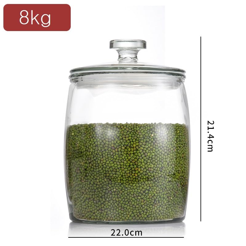 Amazon｜8kg,Bafnsiji 大きいガラス貯蔵の瓶、ふたが付いているガラス