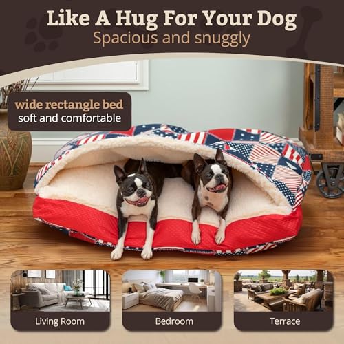 Image of Snoozer Rectangle Cozy Cave Dog Bed, Hooded Dog Bed, Starpatch Diamond (M)