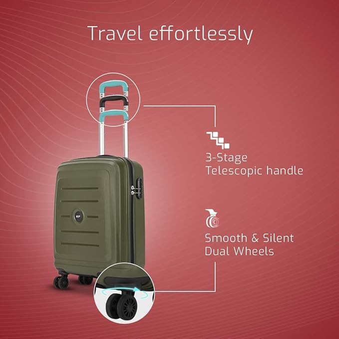 Image of VIP Polycarbonate (PC) Corsa Check-in 75 Cm (Large) 8 Spinner Wheels Trolley Bags for Travel, Hard Case Lightweight Bag with Combination Lock, Tough Suitcase for Travel (Green)
