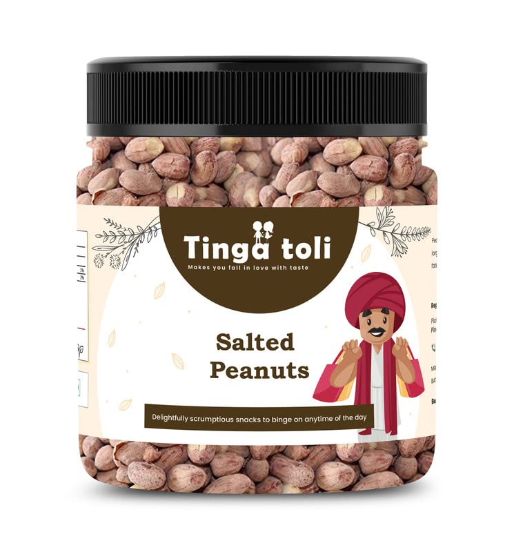 TINGA TOLI Roasted Salted Peanuts Jumbo Size Peanut Desi Singdana Pack of 4 of 250 Grams Total 1 Kg Whole Groundnut Mungfalli dana Pure Sabut Mungfalli [Jar Pack]