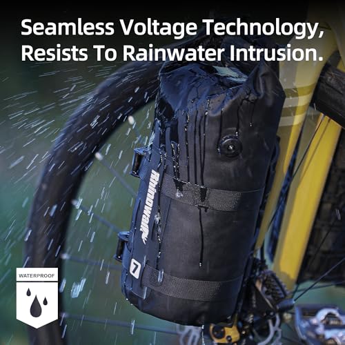 Rhinowalk Fahrrad Vordergabeltasche, wasserdichte Fahrrad Gepäckträgertasche, 7L Fahrradtasche, Gabeltasche, für E-Scooter, Mountainbike, Rennrad, Zubehör-Schwarz