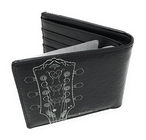 Shag Wear Guitar Head Billfold Wallet for Men and Teen Boys Vegan Faux Leather Black3
