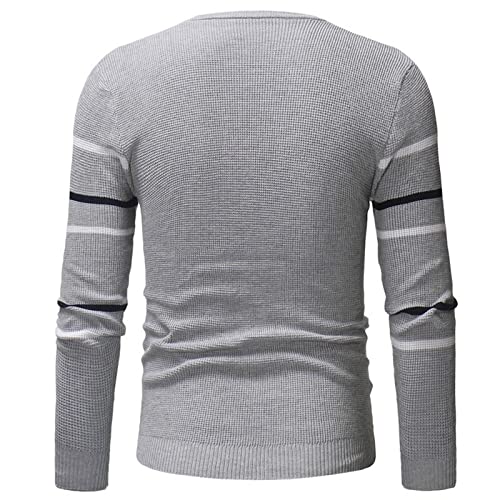 Mens Slim Fit Long Sleeve Shirts Casual Striped Pullover Sweater Slim Fit Crewneck Weatshirt Fall Fashion Clothes2