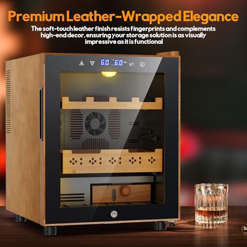 Image of 50L Upgraded Electric Humidor, 300 Counts Large Capacity,Thermostatic Electric Cooler Cabinet with Digital LED Screen, Safety Lock,Smart Humidity & Temp Control