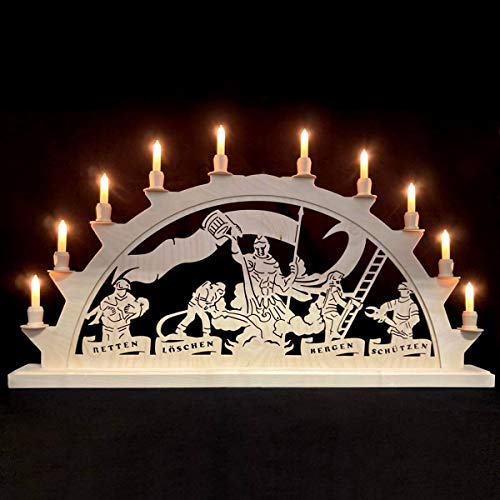 Roter Hahn 112 Echtholz Feuerwehr Lichterbogen Weihnachtsbild Original...