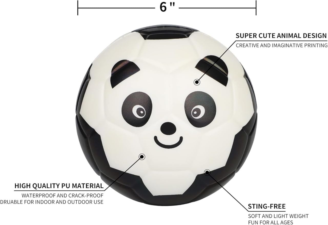 6 Inches Mini Soccer,Cute Animal Design Soft Foam Ball for Kids Soft and Bouncy,Perfect Size For Kids Playing (Panda) - Image 3