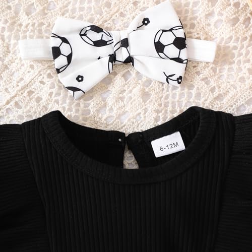Baby Girl Clothes Newborn Romper Dresses Baseball Soccer Ruffle Sleeveless Bodysuit Infant Summer Outfit with Headband 0-24M3
