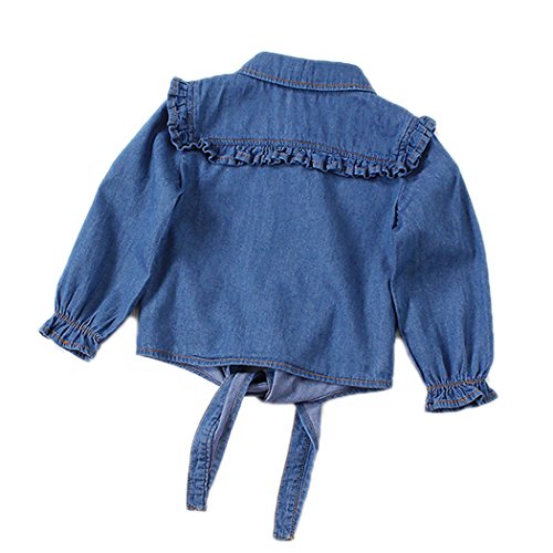 Colorful Childhood Girls Denim Crop Tie Shirt Blouse Toddler Shawl Button Down Shirts Children's Casual Tops2