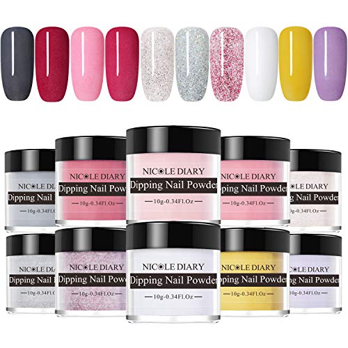 NICOLE DIARY Halloween Acrylique Nail dipping nail powder Sans Cure De Lampe Fruity Series Naturel Sec Paillettes À Ongles Poussière De Pigment (10 colors)