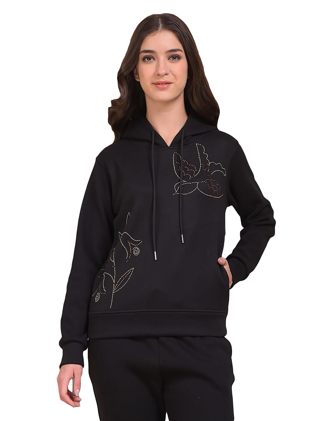 crimsoune club Women's Black Graphic Print Hooded Neck Sweatshirt-picture-11
