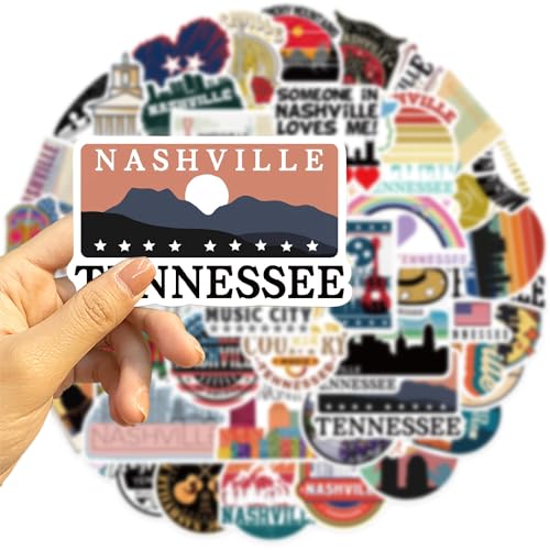 Nashville Tennessee Stickers 50Pcs Waterproof Vinyl Nashville Music City Decals for Water Bottles Laptop Luggage Cup Computer Mobile Phone Skateboard Guitar Helmet Snowboard Décor - Image 5