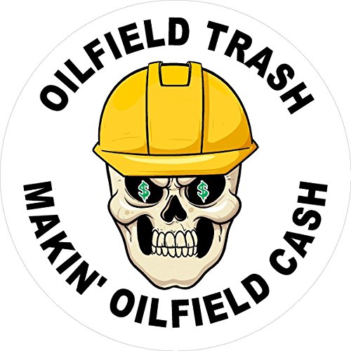 3 – Oldfield Trash Skull With Hard Hat Makin' Oilfield Cash Hard Hat/Helmet Stickers 2” H168