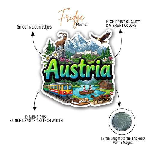 Image of Fridge Magnet, Premium Engineered Wood Travel Souvenir, Multicolor Decorative Refrigerator Magnet with Laser Cut Design & HD Print- Austria