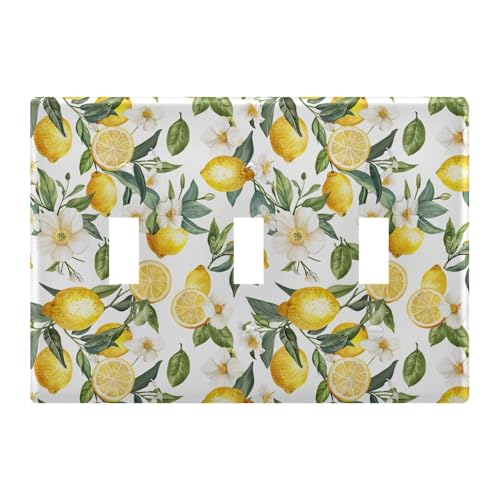 Light Switch Cover Lemon Summer Wall Plates for Electrical Outlets 3 Gang 202b5374