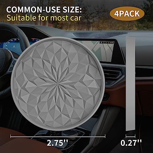 Image of ME.FAN Car Cup Coaster [4 Pack] Silicone Car Coasters /Cup Mats - 2.75In Universal Non-Slip Recessed Car Interior Accessories - Car Cup Holder Insert Coasters Light Grey