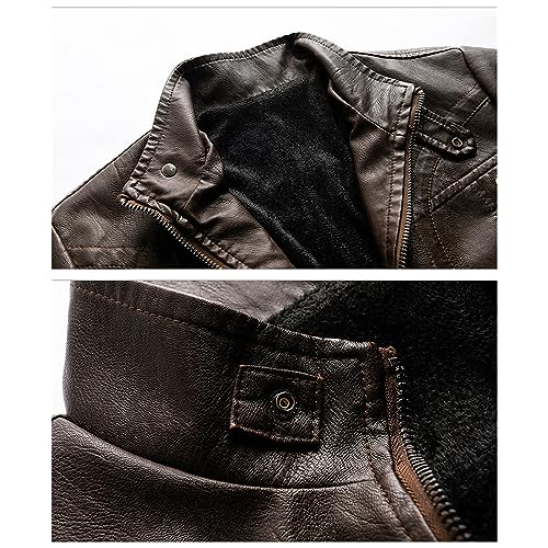 Chaqueta de cuero sintético para hombre estilo motociclista miniatura 3