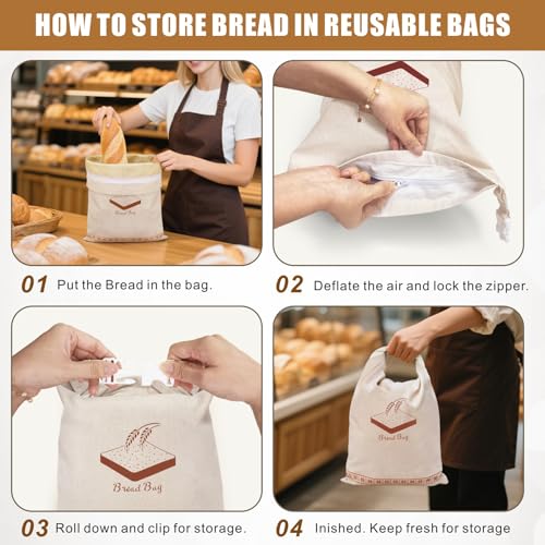 Mosucoirl Beeswax Bread Bags 2 Pack, Reusable Bread Storage Boxes for Homemade Sourdough, Cotton Food Bags Loaf Containers to Keep Fresh Large