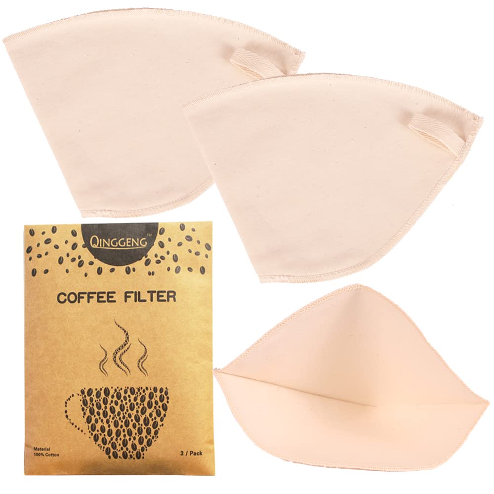 3 Pack Reusable Fabric Coffee Filters Size 4, Pro Quality Organic Cotton Coffee Filters, Sustainable and 100% Plastic Free