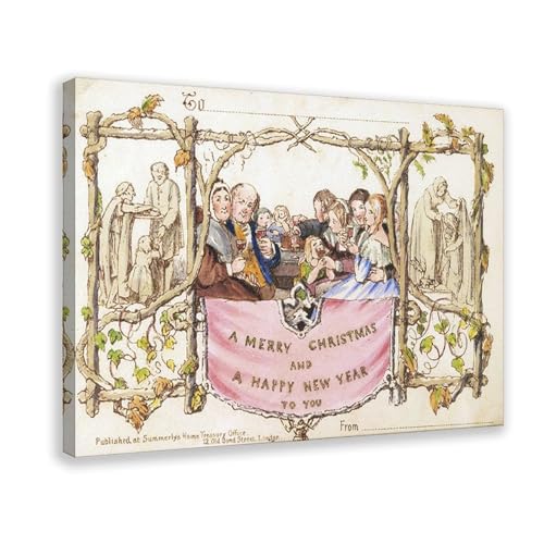 Impression sur toile haut de gamme de The First Christmas Card 1843