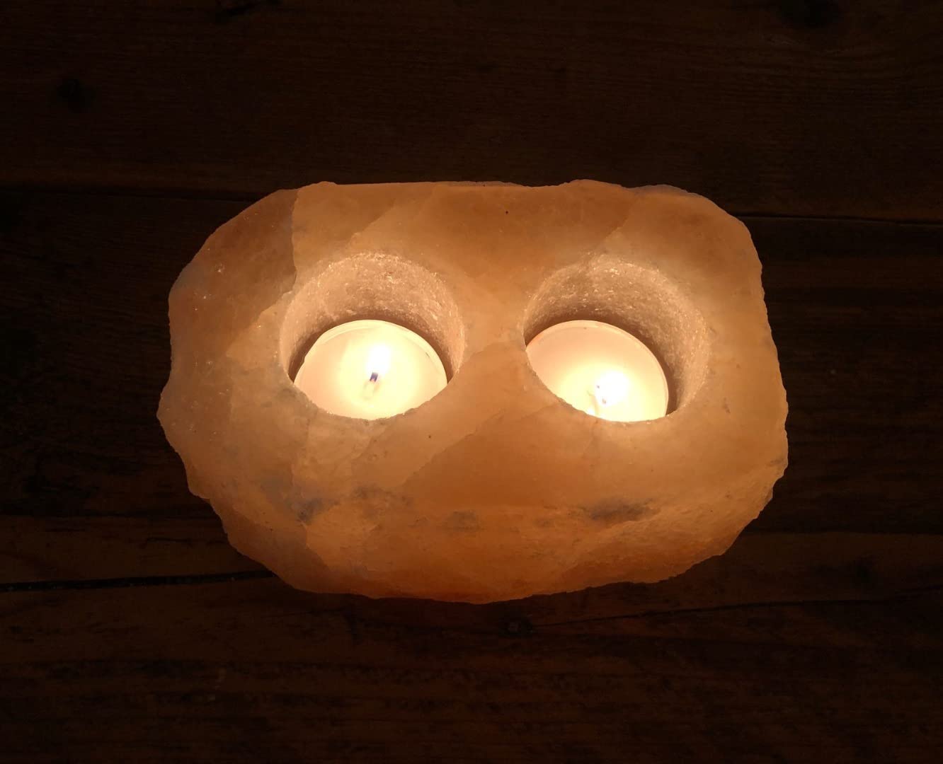 Fair Trade Double Himalayan Natural Salt tealight Holder 14x10x9cm