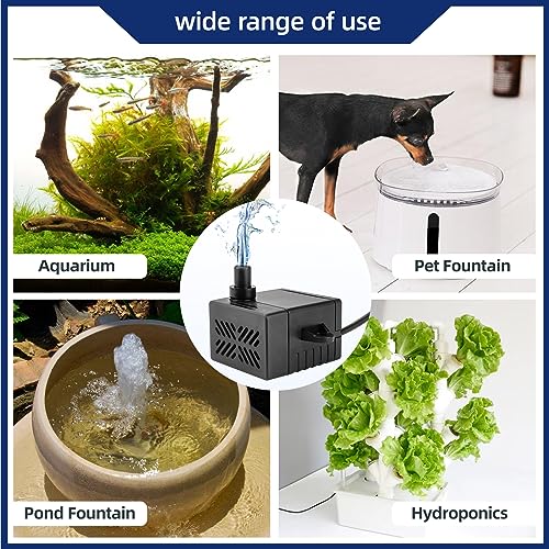 Image of 80GPH 5W Small Water Pump for Fountains: Low Noise, Compact, and Convenient Design for Small aquariums, fish tanks, pet water dispensers, desktop fountains, and other similar equipment