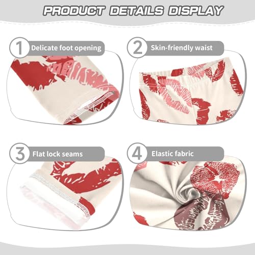 Girls Leggings Kiss Print Lips Valentine Day Toddler Girls Clothes Leggings for Girls Toddler Girls Leggings 3-4T3