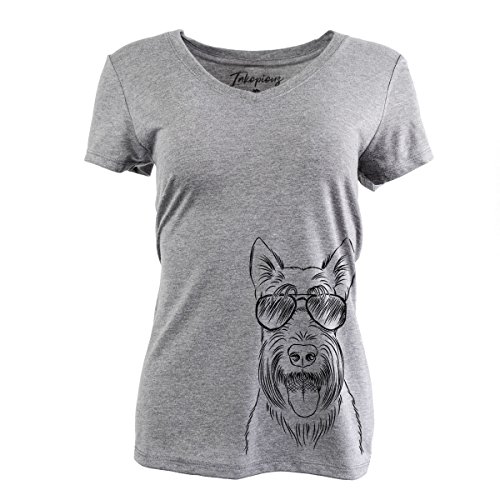 Inkopious Oswald The Scottish Terrier Women's Triblend T-Shirt Relaxed V-Neck Xtra Small Grey