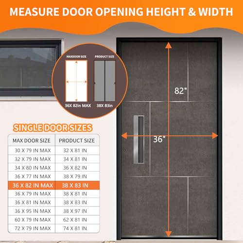 Magnetic Screen Door 38'' x 83'', Heavy Duty Fiberglass Screen Mesh for Summer Use ,Hands-Free, Pet & Kid Friendly for Patio Sliding & Front Doors (Gray Summer Screen, Fit Door Size 36''x82'') - image 2