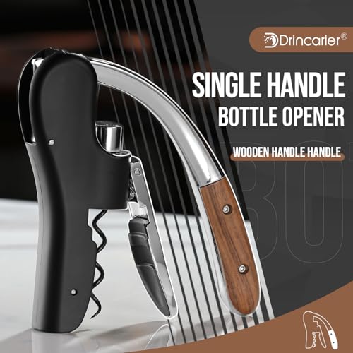 Image of Wine Bottle Opener, Vertical Lever Corkscrew with Built in Foil Cutter Design, Manual Handheld Corkscrew with Ergonomic Lever Pump