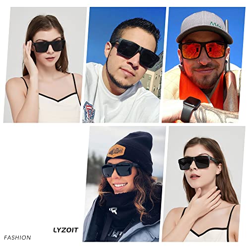 LYZOIT Square Sunglasses for Men Women Polarized Oversized Big UV Protection Rectangle Shades4