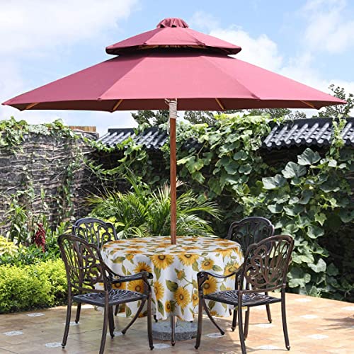Image of EHouseHome Outdoor Indoor 70inch Round Tablecloth with Umbrella Hole and Zipper, Waterproof Zippered Patio Table Cloths, Spring /Summer Table Covers for Backyard Circular Table /BBQs /Picnic