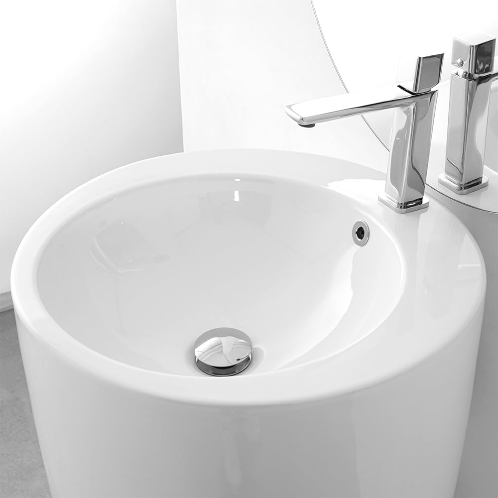 Lavabo Freestanding Da Terra 50x85 Cm In Ceramica Dalla Finitura Bianco Lucida Moderna Ed Elegante Linea Tokyo